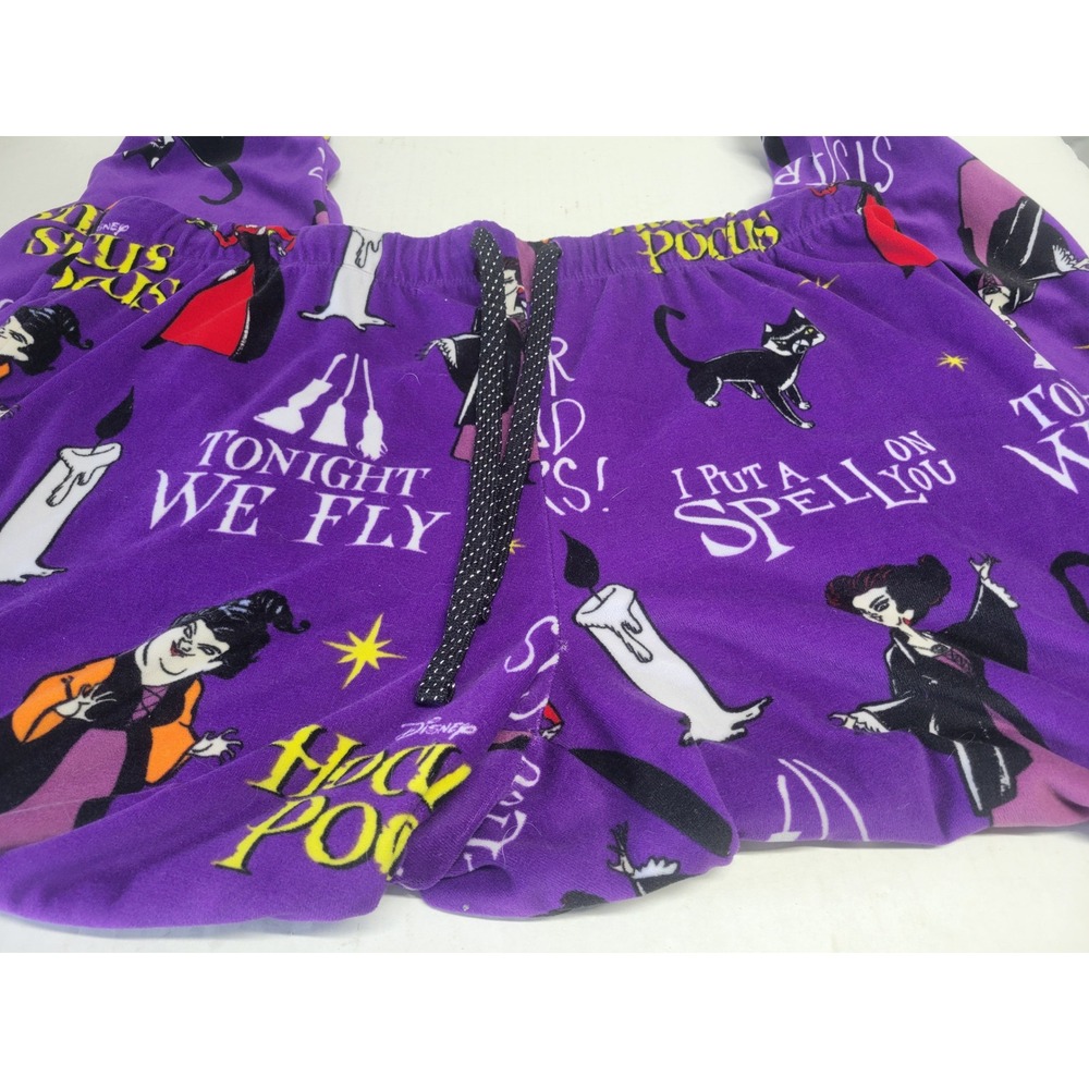 Disney Hocus Pocus Pajama Pants Purple Fleece‎ Sanderson Sisters XL 16-18